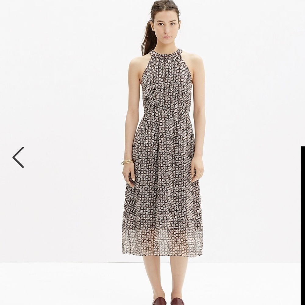 Madewell silk Midi Dress in Diamond Tile